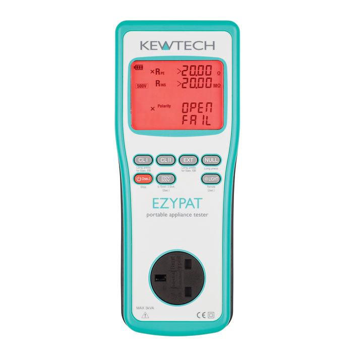 Kewtech EZYPAT PAT Tester (fail screen)