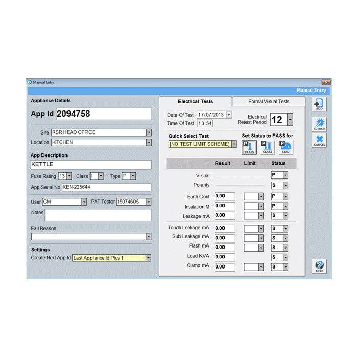 SimplyPATs Version 7 Manual Software (in use)
